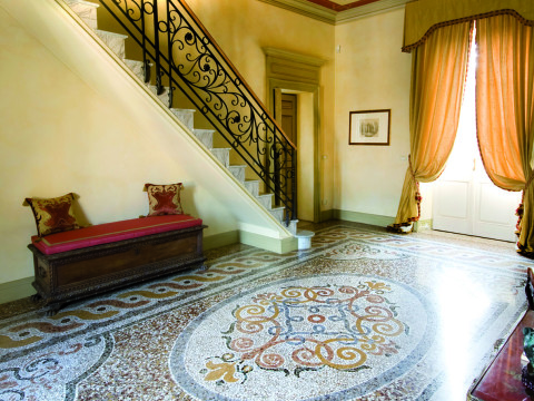 Venetian marble grit floor with Genoese decorations in Venaria Reale
